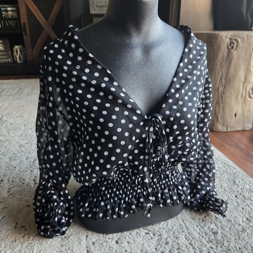 Bebe Y2k Polka Dot Blouse
